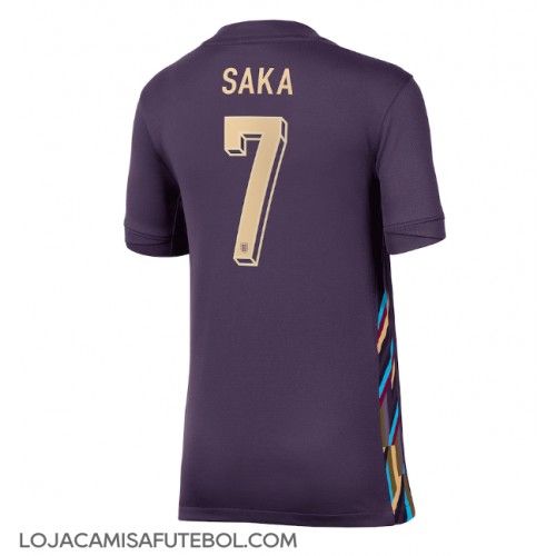 Camisa de Futebol Inglaterra Bukayo Saka #7 Equipamento Secundário Mulheres Europeu 2024 Manga Curta